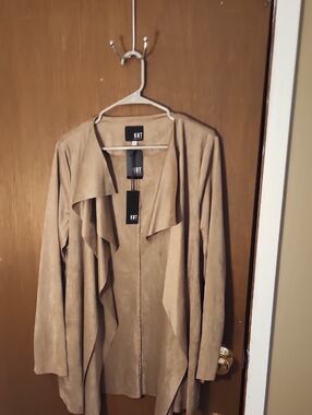 Kut from the Kloth Taupe Draped Open-Front Dress Jacket